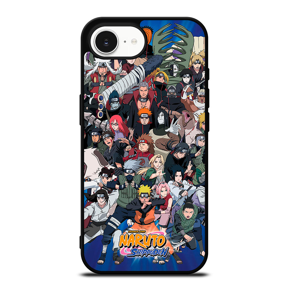 Naruto Shippuden Characters iPhone 16e case black TPU silicone rubber protective cover by Casedear