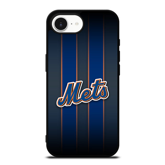 New York Mets Baseball Color iPhone 16e case black TPU silicone rubber protective cover by Casedear