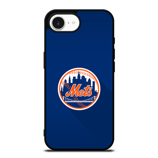 New York Mets Baseball Logo iPhone 16e case black TPU silicone rubber protective cover by Casedear