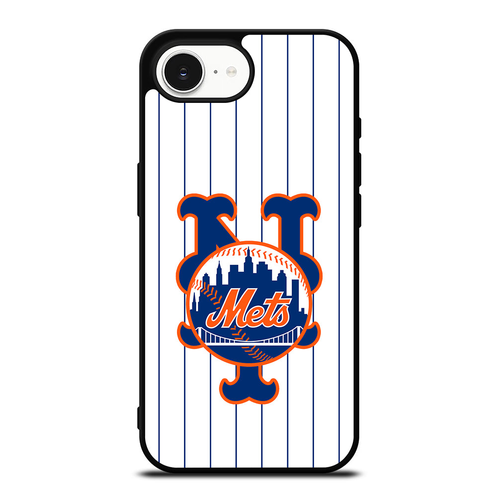New York Mets Baseball iPhone 16e case black TPU silicone rubber protective cover by Casedear