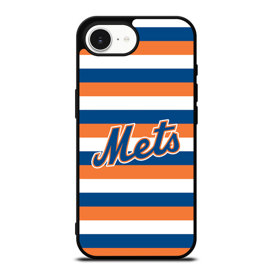 New York Mets Color iPhone 16e case black TPU silicone rubber protective cover by Casedear