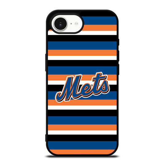 New York Mets Cool Logo iPhone 16e case black TPU silicone rubber protective cover by Casedear