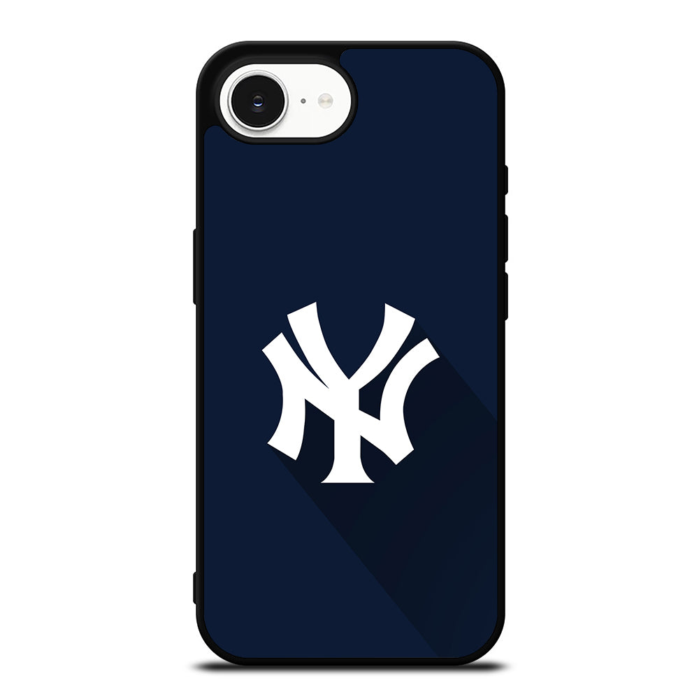 New York Yankees Baseball Emblem iPhone 16e case black TPU silicone rubber protective cover by Casedear