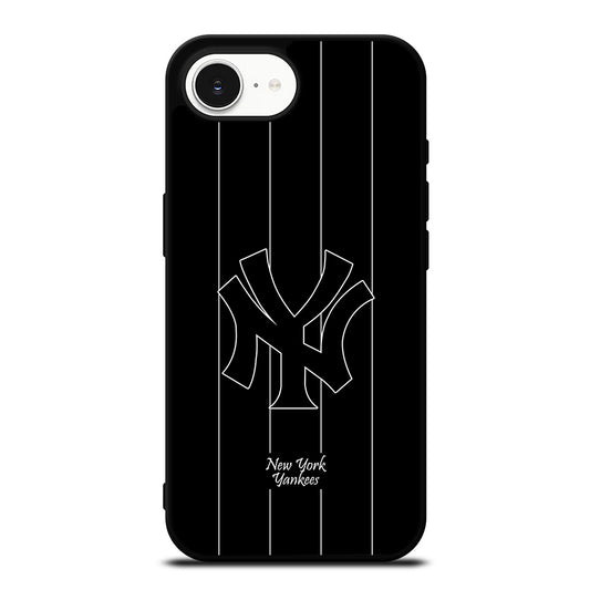 New York Yankees Baseball Logo iPhone 16e case black TPU silicone rubber protective cover by Casedear
