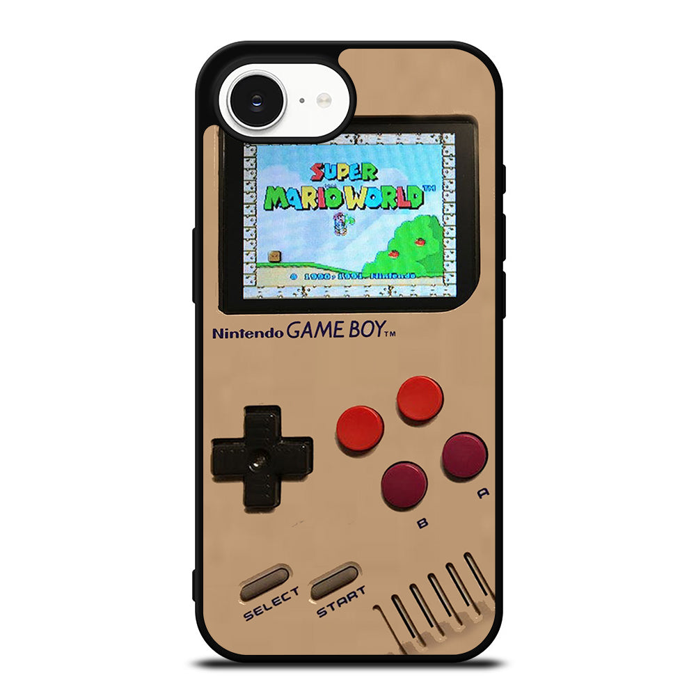 Nintendo Game Boy Mario iPhone 16e case black TPU silicone rubber protective cover by Casedear