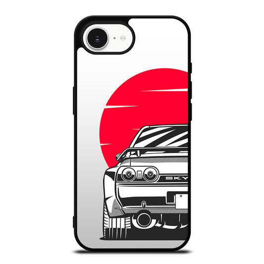 Nissan GTR Skyline Style iPhone 16e case black TPU silicone rubber protective cover by Casedear