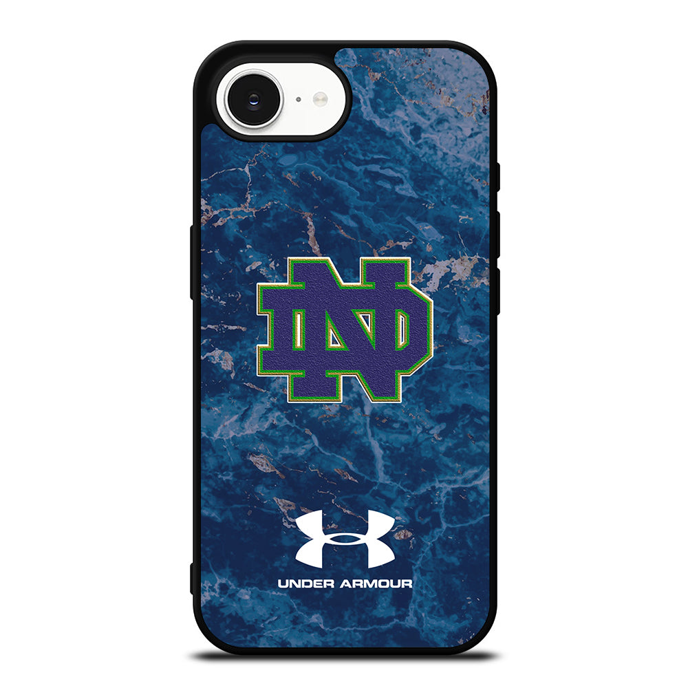 Notre Dame Under Armour Marble iPhone 16e case black TPU silicone rubber protective cover by Casedear