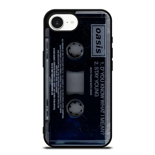 Oasis Stay Young Cassette iPhone 16e case black TPU silicone rubber protective cover by Casedear