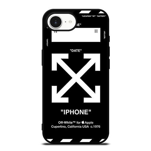 Off White Black Wall iPhone 16e case black TPU silicone rubber protective cover by Casedear