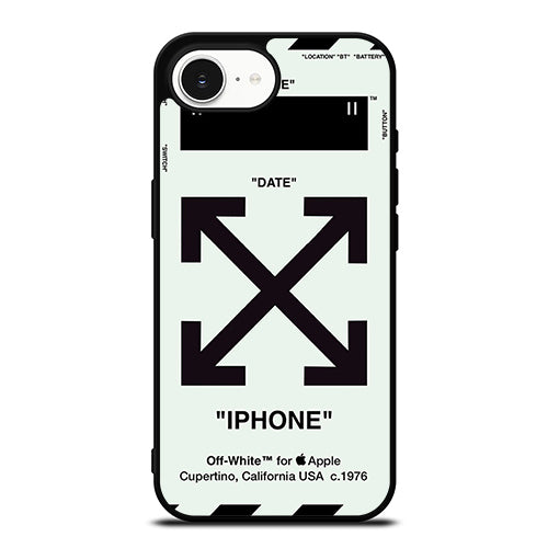Off White Time Date iPhone 16e case black TPU silicone rubber protective cover by Casedear