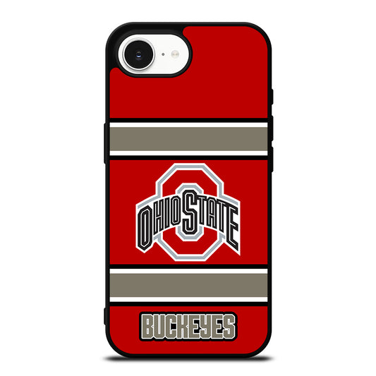 Ohio State Buckeyes iPhone 16e case black TPU silicone rubber protective cover by Casedear