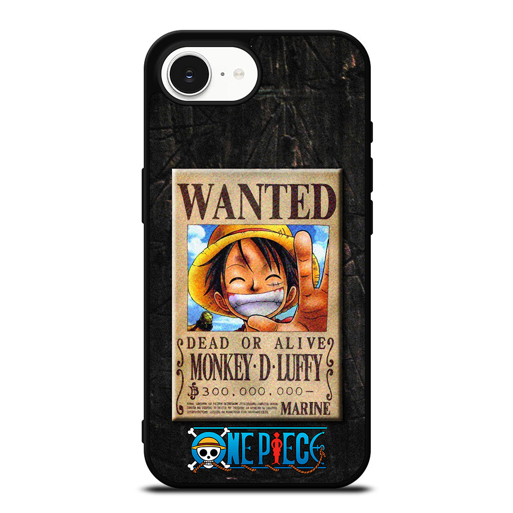 One Piece Wanted News iPhone 16e case black TPU silicone rubber protective cover by Casedear