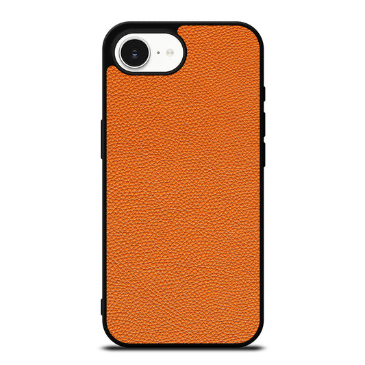 Orange Leather Image iPhone 16e case black TPU silicone rubber protective cover by Casedear