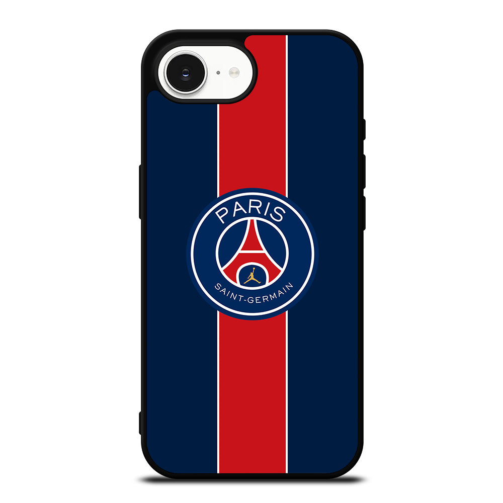 PSG Air Jordan Logo iPhone 16e case black TPU silicone rubber protective cover by Casedear