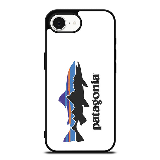 Patagonia Finishing White Logo iPhone 16e case black TPU silicone rubber protective cover by Casedear