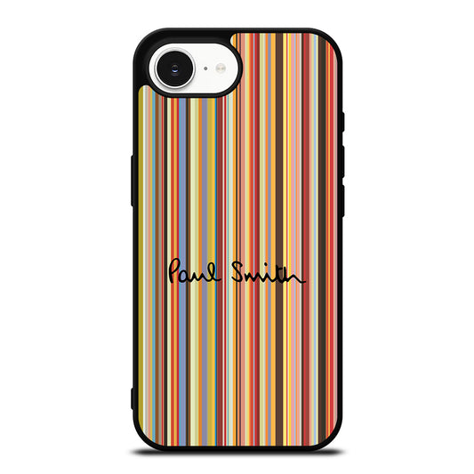 Paul Smith Logo iPhone 16e case black TPU silicone rubber protective cover by Casedear