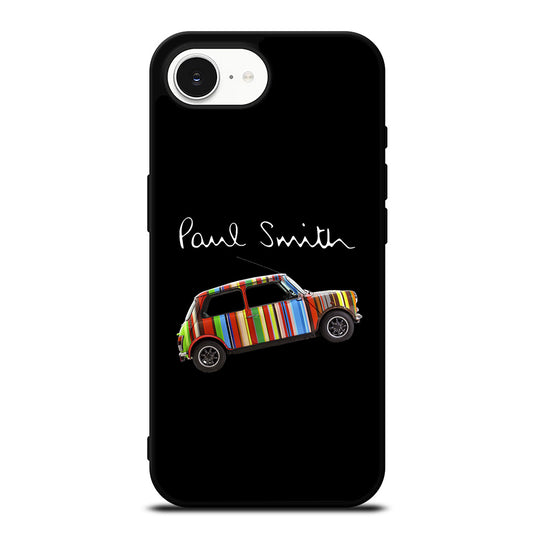 Paul Smith Stripe Style iPhone 16e case black TPU silicone rubber protective cover by Casedear