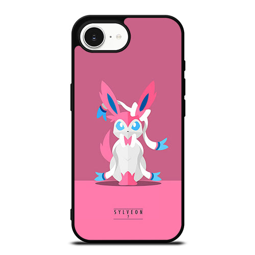 Pink Sylveon Pokemon iPhone 16e case black TPU silicone rubber protective cover by Casedear