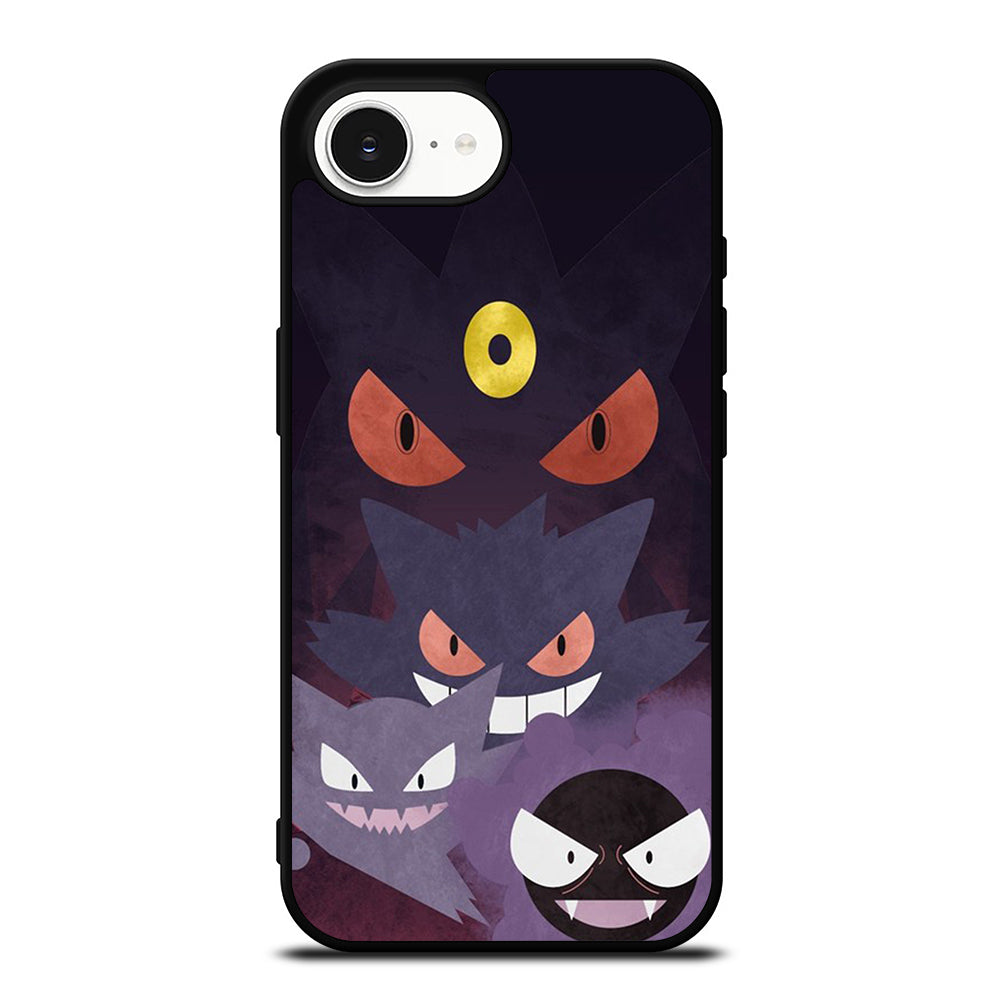 Pokemon Gengar Ghost iPhone 16e case black TPU silicone rubber protective cover by Casedear