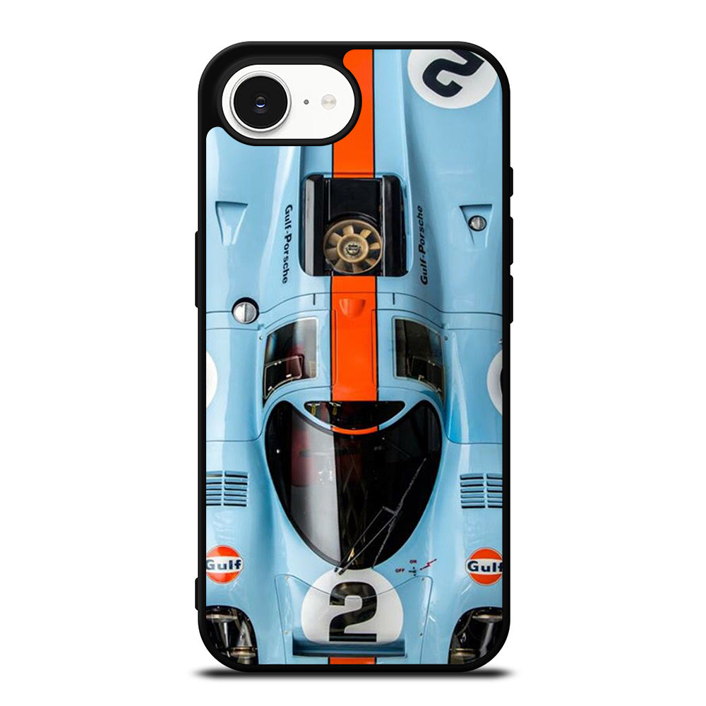 Porsche Gulf 917K iPhone 16e case black TPU silicone rubber protective cover by Casedear