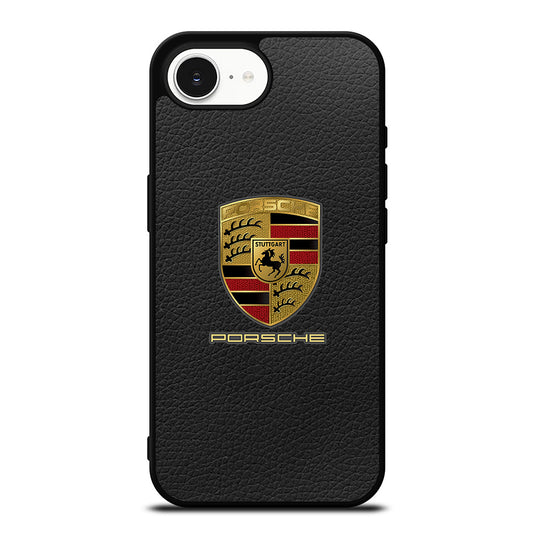 Porsche Leather Logo iPhone 16e case black TPU silicone rubber protective cover by Casedear