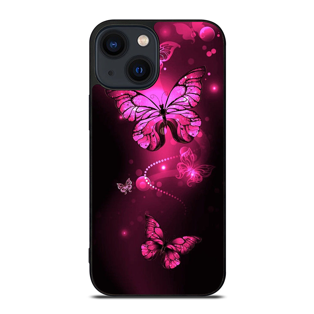 Purple Butterfly Pink iPhone 14 Plus Case