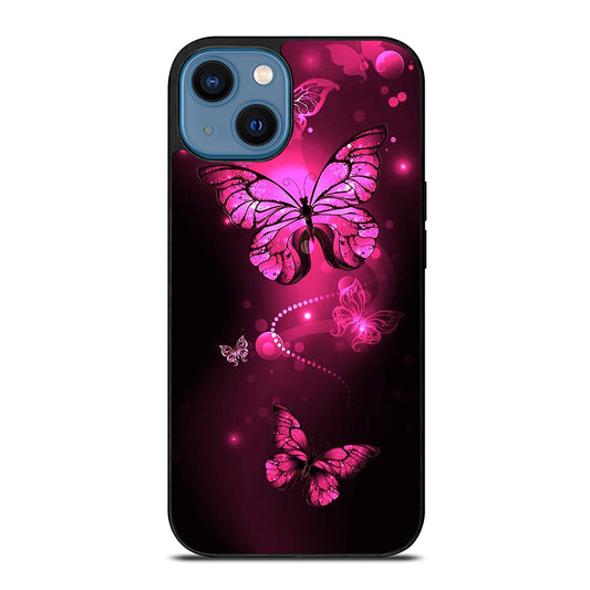 Purple Butterfly Pink iPhone 14 Case