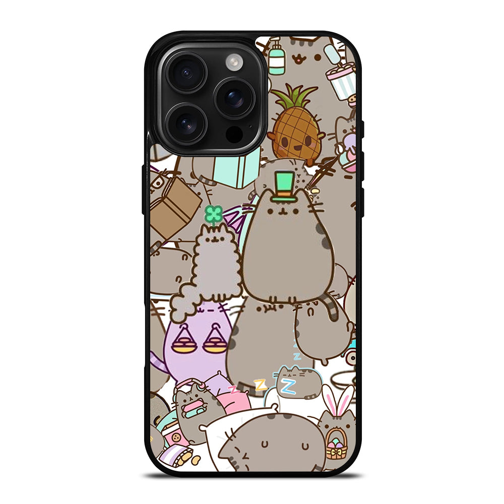 Pusheen Cartoon Collage iPhone 16 Pro Max Case