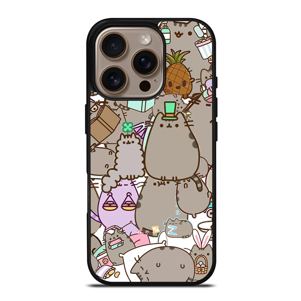 Pusheen Cartoon Collage iPhone 16 Pro Case