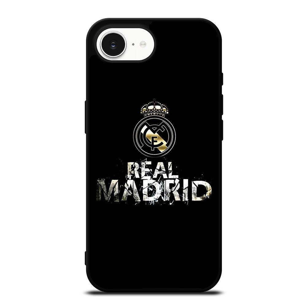 REAL MADRID ELEGAN LOGO iPhone 16e case black TPU silicone rubber protective cover by Casedear