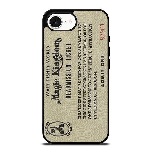 Readmission Ticket Print Walt Disney World iPhone 16e case black TPU silicone rubber protective cover by Casedear