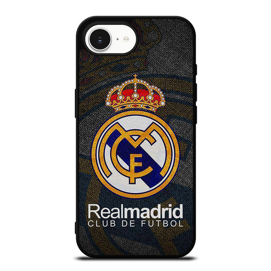 Real Madrid iPhone 16e case black TPU silicone rubber protective cover by Casedear