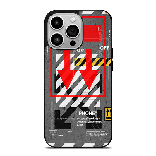 Red Arrow Down Off White iPhone 14 Pro Case
