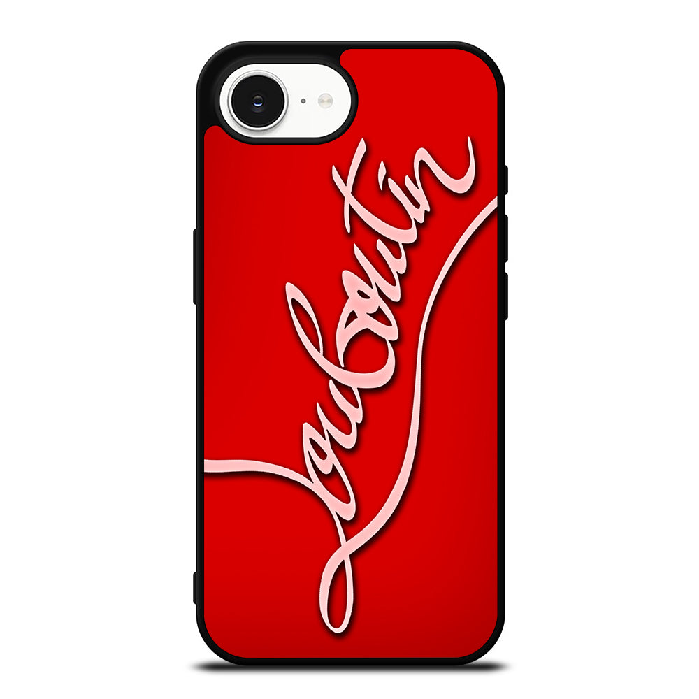 Red Louboutin iPhone 16e case black TPU silicone rubber protective cover by Casedear