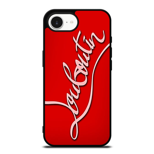 Red Louboutin iPhone 16e case black TPU silicone rubber protective cover by Casedear