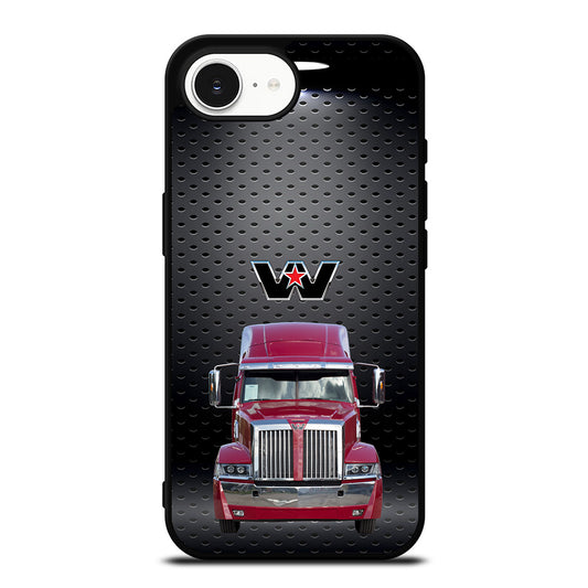 Red Western Star Truck iPhone 16e case black TPU silicone rubber protective cover by Casedear
