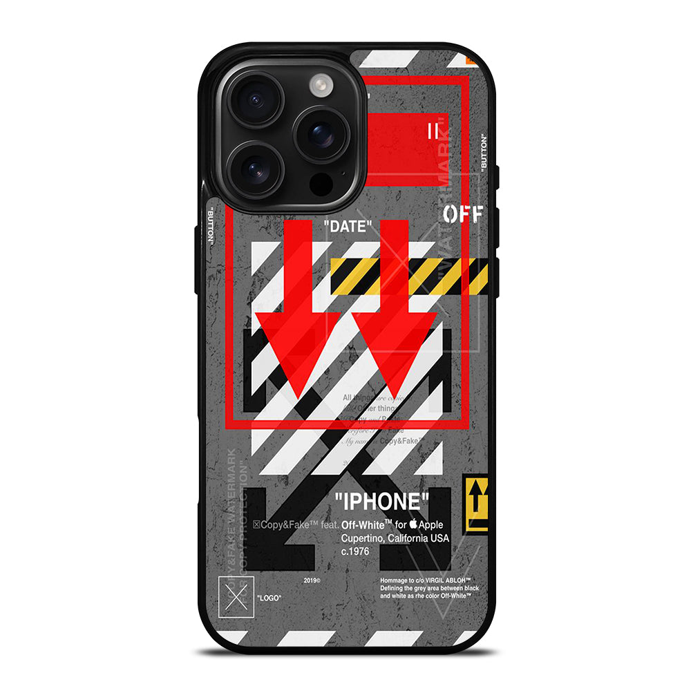 Red Arrow Down Off White iPhone 16 Pro Max Case