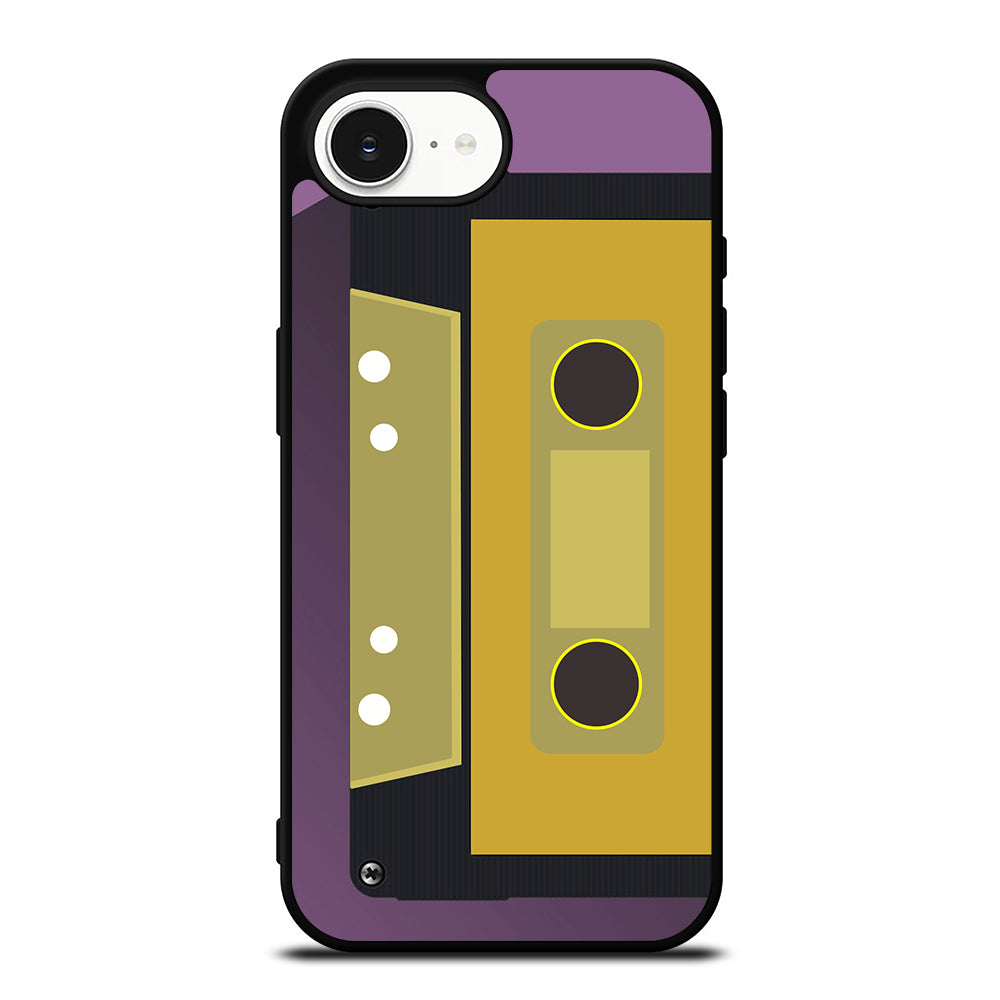 Retro Cassette Tape Vector iPhone 16e case black TPU silicone rubber protective cover by Casedear