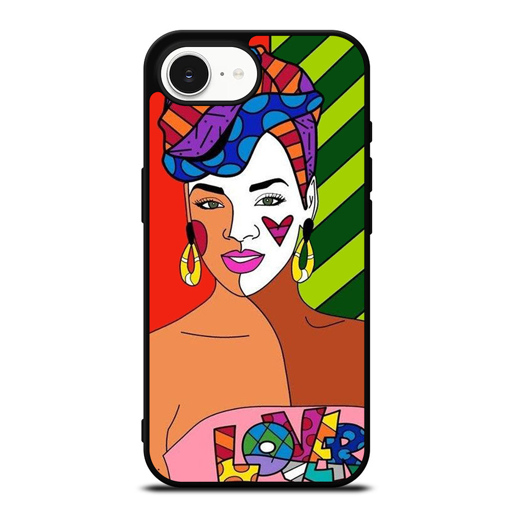 Romero Britto Lover iPhone 16e case black TPU silicone rubber protective cover by Casedear