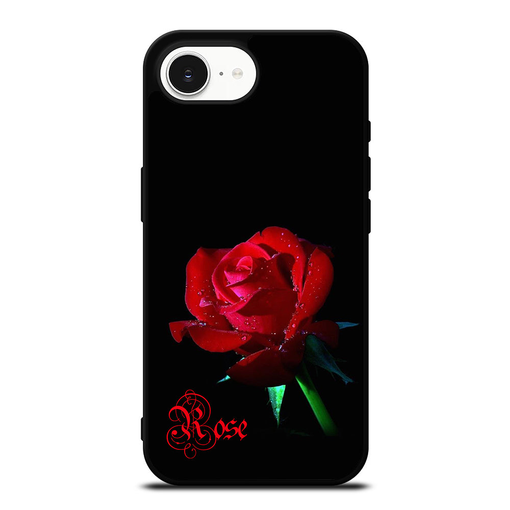 Rose Costum Your Name iPhone 16e case black TPU silicone rubber protective cover by Casedear