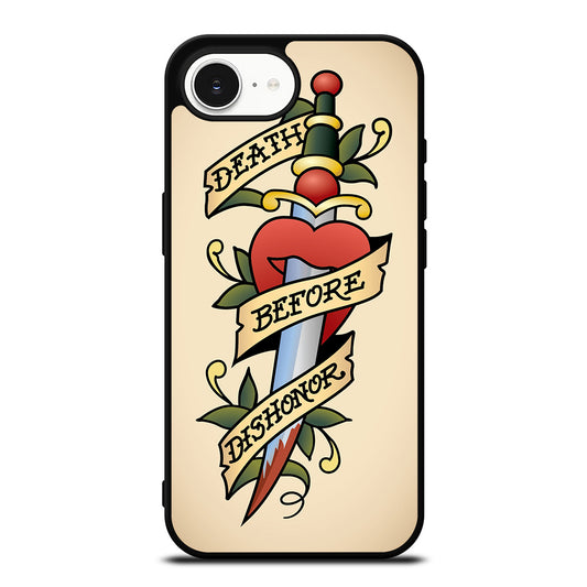 SAILOR JERRY DEATH BEFORE DISHONOR iPhone 16e case black TPU silicone rubber protective cover by Casedear