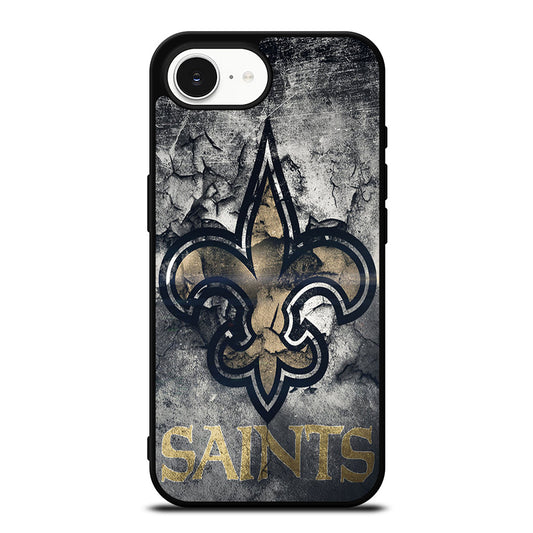 SAINTS NEW ORLEANS LOGO iPhone 16e case black TPU silicone rubber protective cover by Casedear