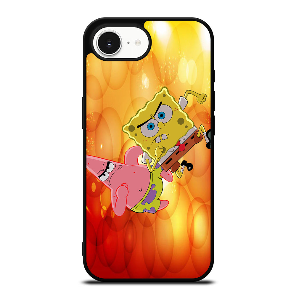 SPONGEBOB AND PATRICK iPhone 16e case black TPU silicone rubber protective cover by Casedear