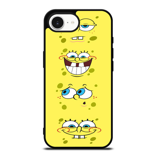 SPONGEBOB EXPRESSIONS iPhone 16e case black TPU silicone rubber protective cover by Casedear