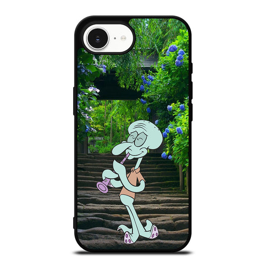 SPONGEBOB FRIEND SQUIDWARD iPhone 16e case black TPU silicone rubber protective cover by Casedear