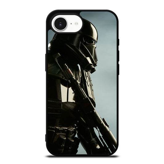 STAR WARS ROUGE1 DEATH TROOPER iPhone 16e case black TPU silicone rubber protective cover by Casedear