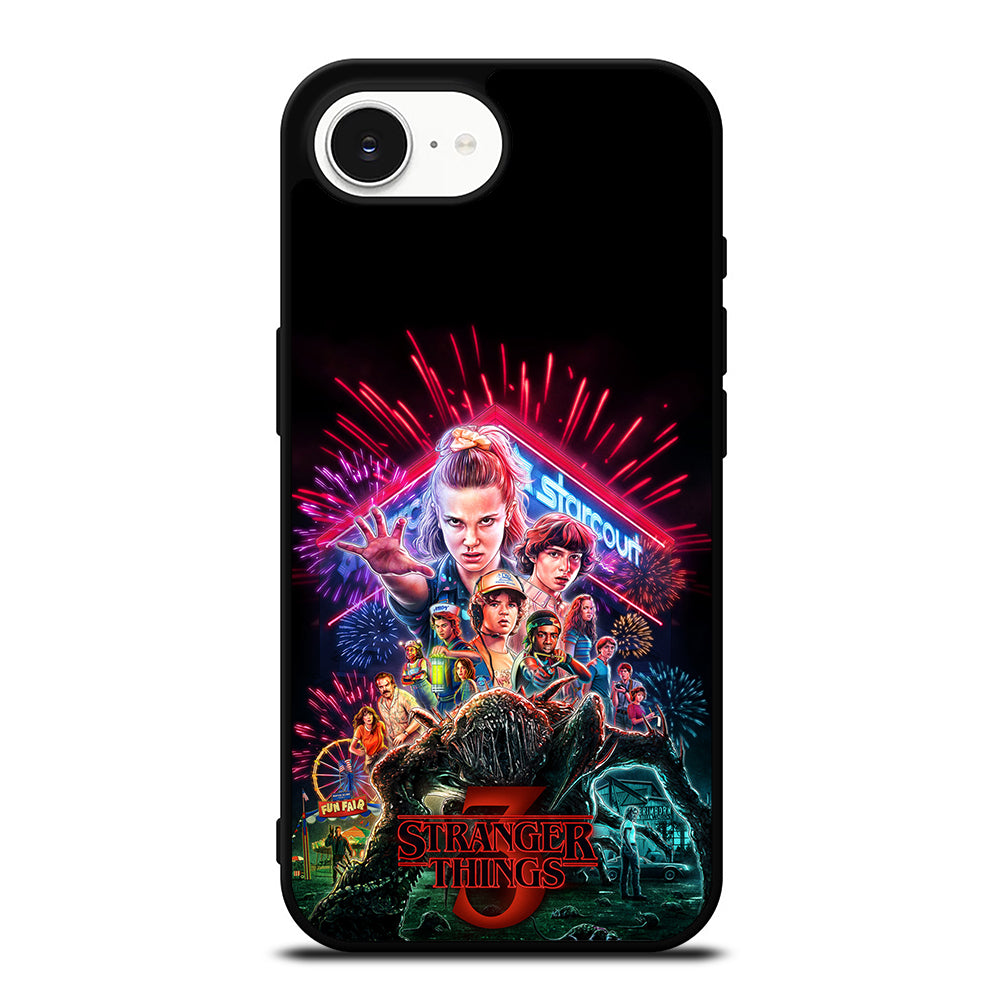 STRANGER THINGS 3 iPhone 16e case black TPU silicone rubber protective cover by Casedear
