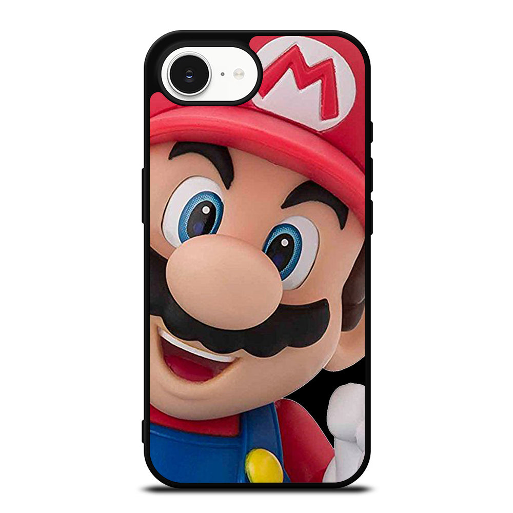SUPER MARIO BIG SMILE iPhone 16e case black TPU silicone rubber protective cover by Casedear