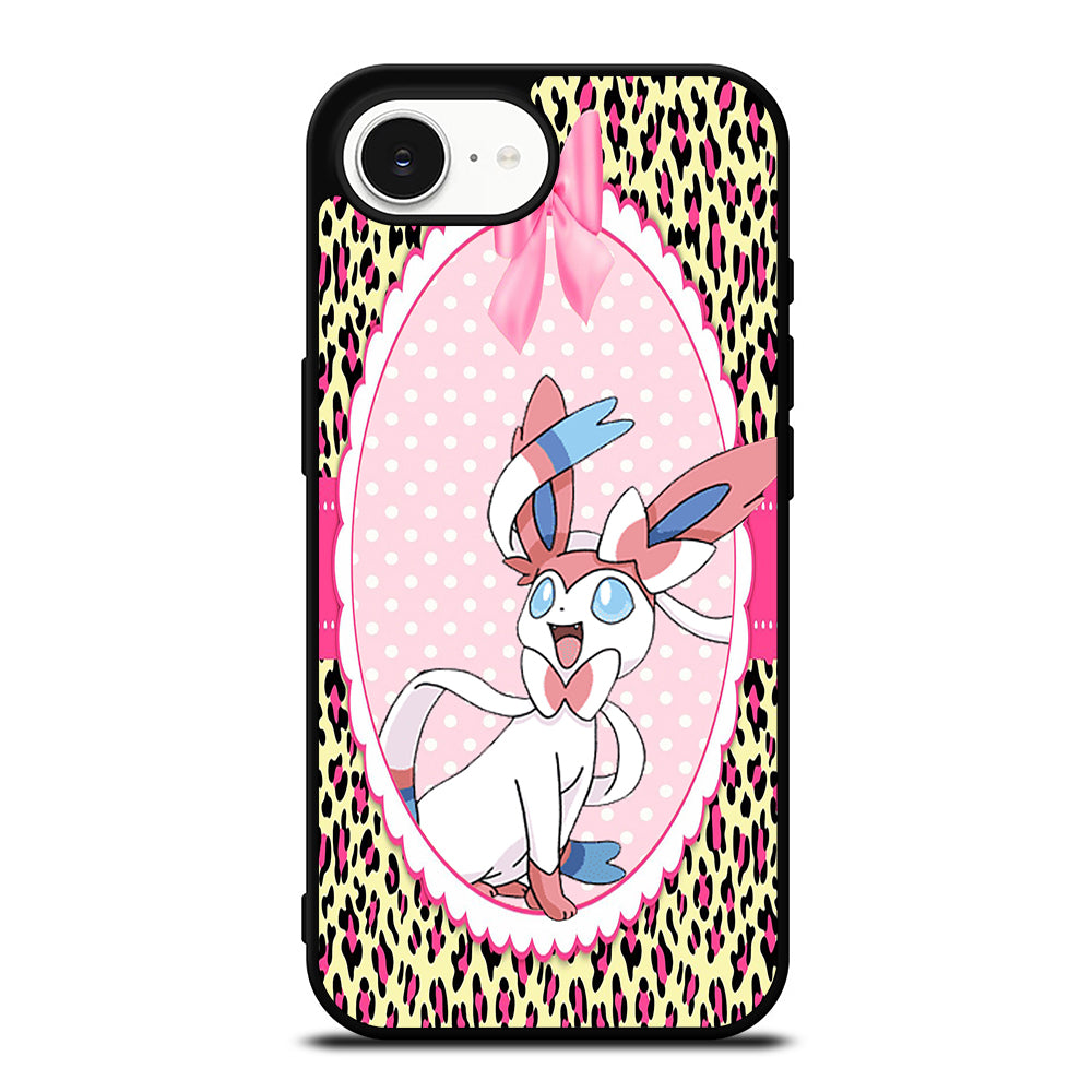 SYLVEON POKEMON IN FRAME iPhone 16e case black TPU silicone rubber protective cover by Casedear
