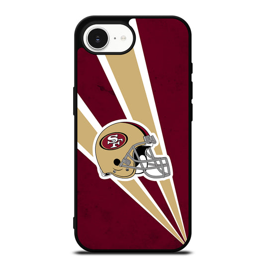 San Francisco 49ers NFL Helmet iPhone 16e case black TPU silicone rubber protective cover by Casedear